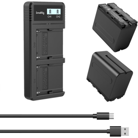 SmallRig 3823 - zestaw, dwukanałowa ładowarka + 2x akumulator Sony NP-F970 (2x 7800mAh)
